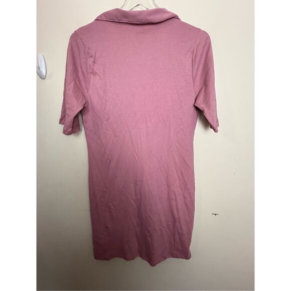 J Crew Perfect-fit V-neck polo dress BA916 Medium Pink Rose - Picture 3 of 5